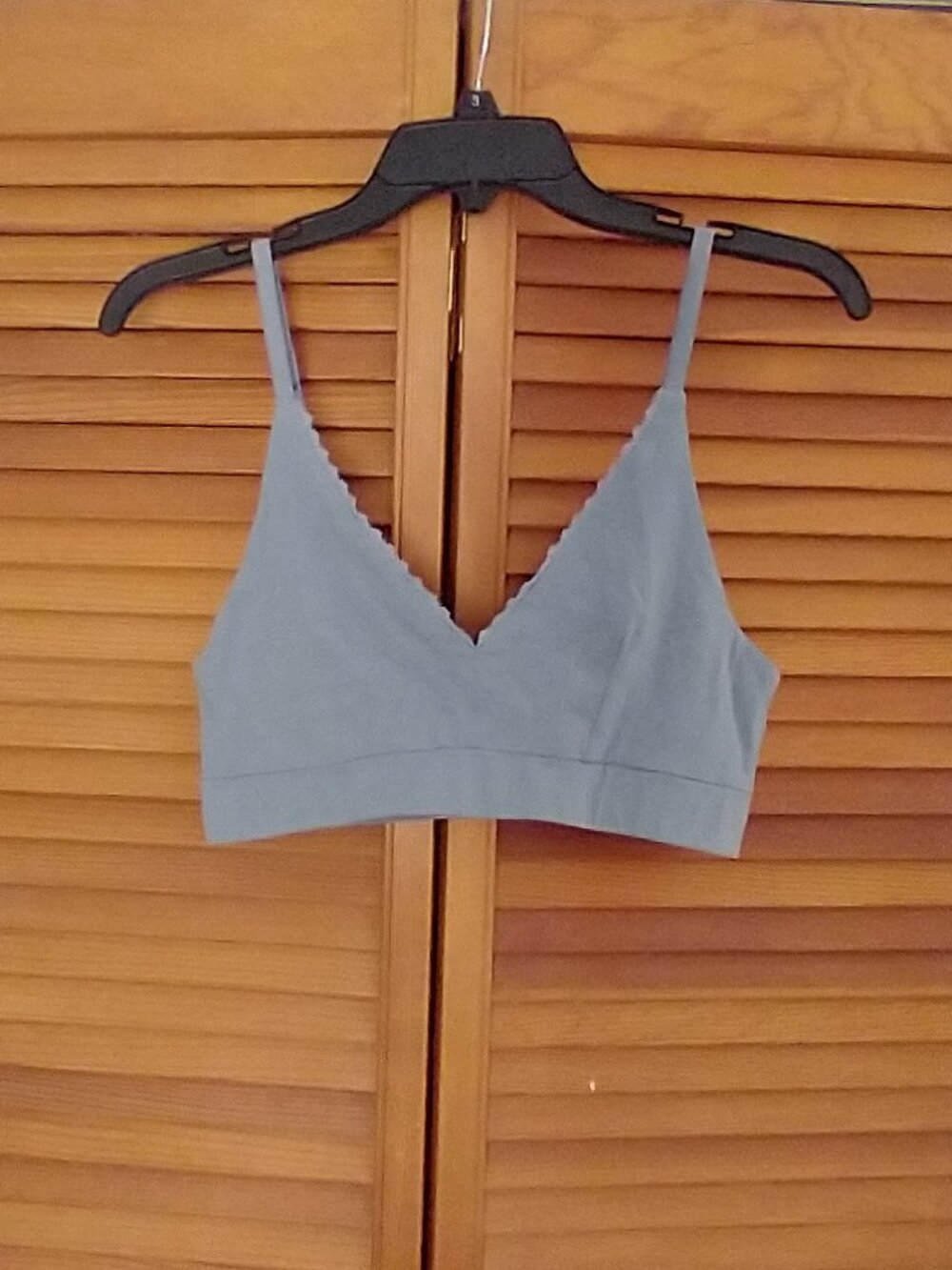 Pact Pretty Plunge Bra - Slate Blue Organic Cotton Large